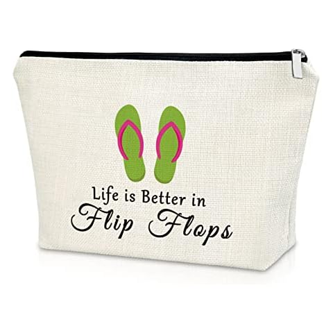 Sazuwu Flip Flop Themed Gifts for Women Makeup Bag Beach Lover Gifts Birthday Gifts for Friend Female Cosmetic Bag Flip Flop Gift Graduation Gifts for Her Christmas Gifts Cosmetic Travel Pouch Cover
