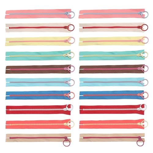 NyxSeat Cremallera de Resina Colorida 20 cm con Pestañas Metálicas para Coser, Manualidades, Ropa y Estuches - 20 Piezas