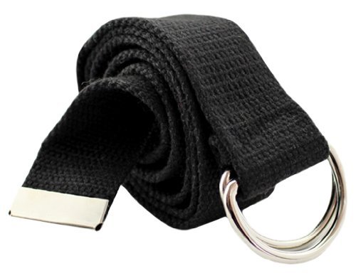 Bonamart Unisex Damen und Herren Doppel-Ring Einfarbig Stricken Canvas Web Gürtel Belt Cover