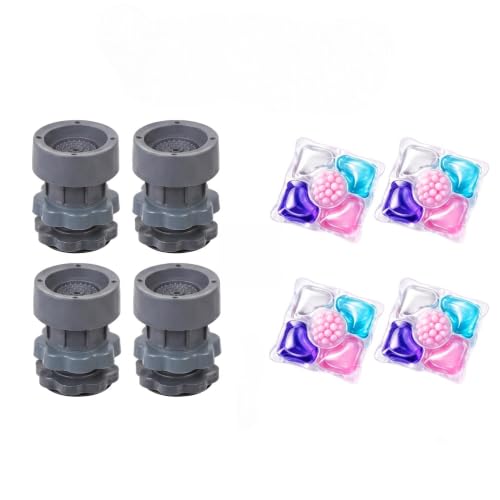 Image of Furniture Leg Risers, Heavy Duty Gray Plastic Adjustable Bed Lifts, Set of 4 Elevators for Tables and Chairs Whit Anti Vibration Pads for Washing Machine Stand Foot 4 pic Laundry pods Free
