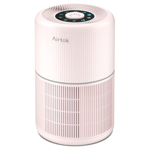 AIRTOK HEPA Air Purifier for Bedroom Home with Fragrance Sponges | 4-In-1 H13 True HEPA Air Filter for Smoke Dust Pollen Pet Dander Odors,99.97% Removal to 0.1 Microns | Ozone-Free, Night Light pink