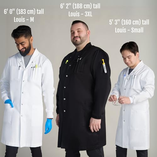 Image of The Lab Coat Project - 100% Cotton Chemistry Men's 6-Pocket Long, Fitted with Snaps, Cuffed Sleeves, Howie Collar, & Belt
