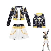 Girls Pop Singer Stage Performance Costume, Halloween Cosplay Outfit, Role Play Dress for Kids (A, 4-5)
