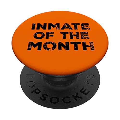 Inmate of the Month Funny Halloween Prison inmate costume PopSockets Swappable PopGrip, Black