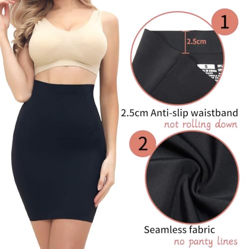 COMFREE Miederrock Damen Unterrock Hohe Taille Miederröcke Miederkleid Figurformend Unterrock Halbrock Bauchweg Miederslip Miederpant Shapewear Miederbody Bauch Weg Schwarz S