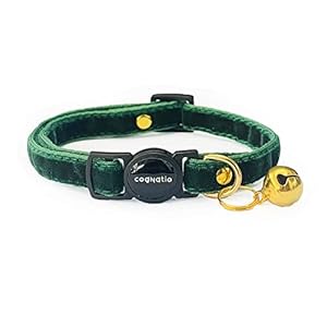 Safety Quick Release Cat Collars,Double Velvet with Bell Available in a Range Colors,Perfect for Your Kitty, Adjustable 20-30 cm (20-30cm, XmasGreen)