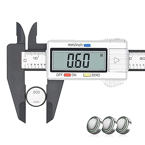 Electronic Digital Caliper, Plastic Vernier Caliper, Caliper Measuring Tool with Inch/Millimeter Conversion, Extra Large LCD Screen, 0-6 Inch/0-150 mm, Auto Off Featured Micrometer Ruler (Silver)