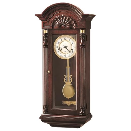 Howard Miller La Salle Wall Clock II 549-429 – Vintage Mahogany Finish, Vintage Home Decor, Brass-Finished Lyre Pendulum, Key-Wound, Triple-Chime Movement