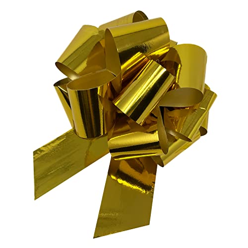 Oblique Unique® Geschenk Schleife mit Geschenkband Glänzend für Geschenke Tüten Zuckertüten für Weihnachten zum Basteln Dekorieren Verzieren UVM. (Gold)