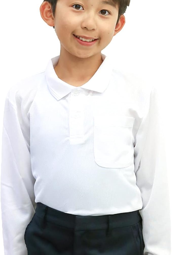 Amazon Co Jp ドライメッシュ ポロシャツ 白 長袖 制服 小学生 吸汗速乾 男の子 女の子 キッズ 男女兼用 150 服 ファッション小物