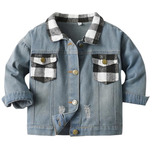 Betadog Kids' Jean Jackets Toddler Boys Girls Turn-down Collar Ripped Denim Jacket Button Down Coat Outerwear2