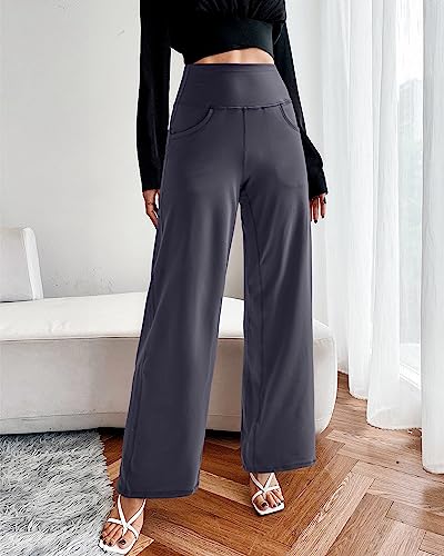 Image of Promover Wide Leg Pants Woman Yoga Pants with Pockets Stretch Loose Casual Lounge Sweatpants Petite /Regular /Tall