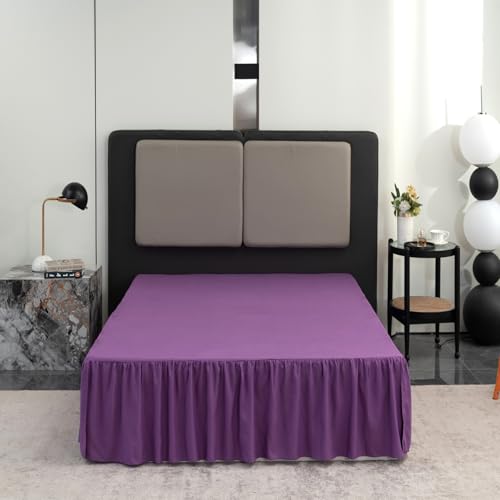 Image of Bed Skirt King Size 14 Inch Drop Ruffled Bed Skirt with Split Corners | Bed Skirt with Platform, Soft and Stylish 100% Microfiber,Grape