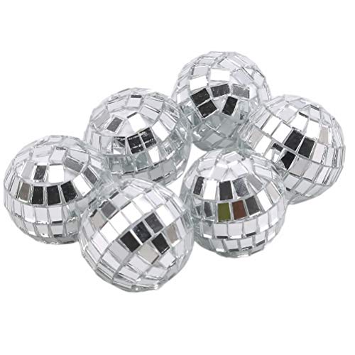 JIFNCR 6 PCS/Set Disco-Spiegel-Ball Reflektierende Spiegel-Ball-Silber Kugeln Spiegel Weihnachtskugel Weihnachtsdekoration Weihnachtsverzierungen Disco-Spiegel-Ball-Dekorationen, Silber 3cm Cover