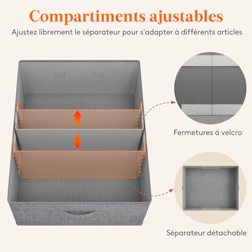 Rangement dressing tissu et casier de rangement 40L - 4
