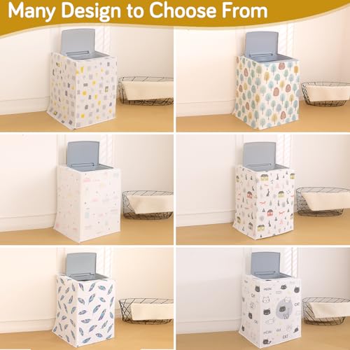 Image of HOKIPO Top Load Washing Machine Cover | Waterproof & Dustproof PEVA Protective Cover for 6kg, 6.5kg, 7kg & 7.5kg Fully Automatic Top Load Machines | Size 60x63x87 cm, Boho Feathers (AR-5879-D5)