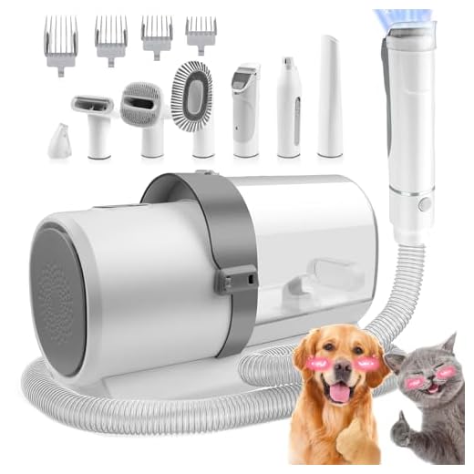 Kit de limpeza para cães, 7 em 1 Aspirador de Pelos Pet Animais de estimação com 4 pentes de cabelo, aspirador de cabelo para cães de 2,5 litros, escova a vácuo para cães 220V