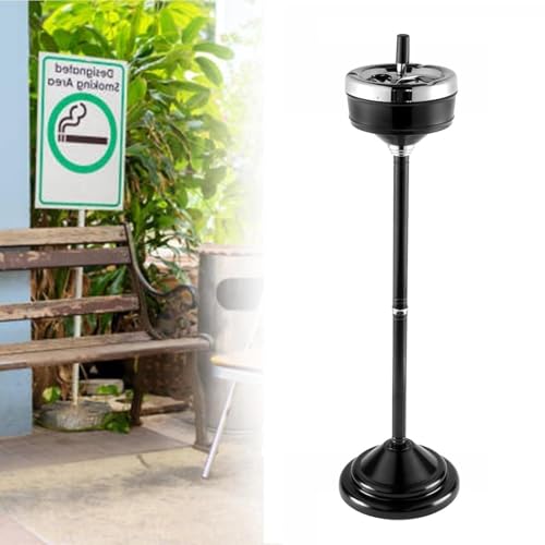 YUZDNM Posacenere da Esterno A Colonna - Posacenere da Terra Regolabile per Esterni, Posacenere da Pavimento, Posacenere da Pavimento Rimovibile con Coperchio, Posacenere da Terra(Schwarz)