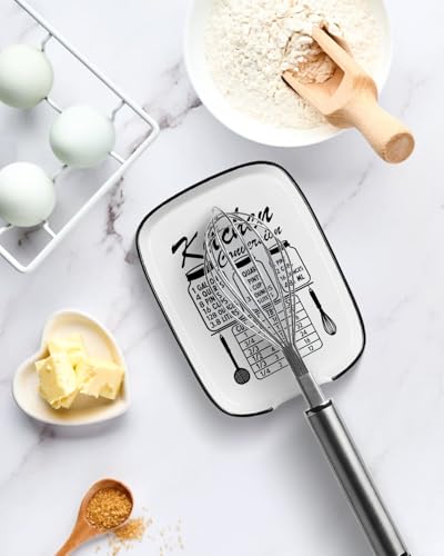 Image of Funny Spoon Rest for Stove Top, Ceramic Spoon Holder for Kitchen Counter | Large Cooking Utensil Rest, Conversion Chart Modern Farmhouse Kitchen Decor and Accessories for Cooking Lovers, White