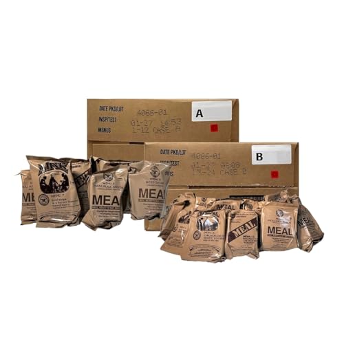 2027 Inspection Genuine US Military MRE Meals Ready to Eat – A & B Case Combo (24 Total Meals) –...