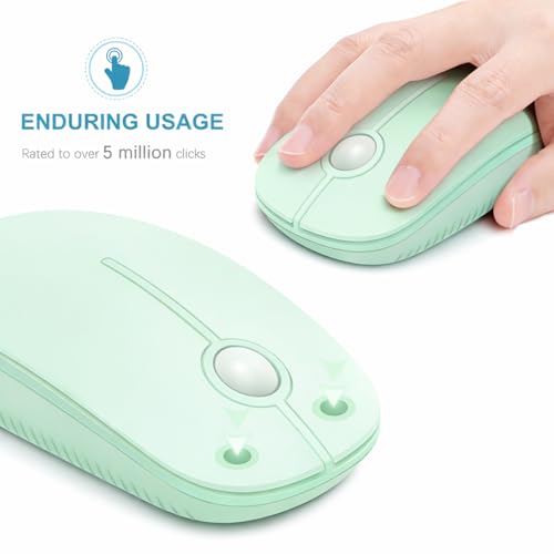 Image of VssoPlor Wireless Mouse, 2.4G Slim Portable Computer Laptop Mouse with Nano Receiver Quiet Silent Optical Mice for Notebook, PC, Laptop, Computer-Light Green