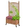 Idzo Raised Garden Bed with Trellis, Durable Oil Coated Planter with Trellis, 50 Inches Height Vertical Gardens Outdoors with Lockable Wheels and Convenient Non Woven Lining