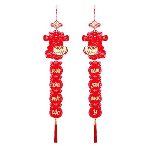 Refranes de la Pareja vietnamita   Año Nuevo Rojo, Decoración De Pompón con Nudo, Decoración De Pared con Diseño Tradicional Año Nuevo Asiático, Oficina En Domici