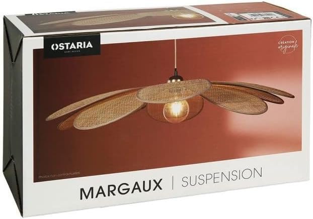 Ostaria 36191 Plafonnier, Suspension en bambou Petite Margaux - diamètre 60 cm, couleur naturelle - Plafonnier d'intérieur E27 pour salle à manger, salon, chambre