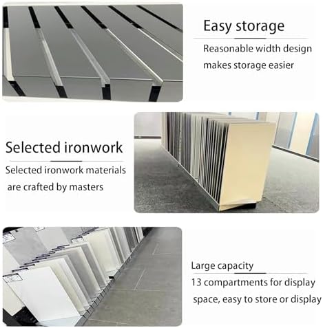 Vertical Tile Display Rack - Metal & Wooden Floor Sample Holder, Floor-Standing Ceramic Tile Sample Stand, Building Material Showroom Display Rack for Home Improvement & Interior Design image 4
