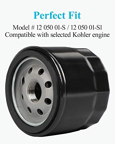 Hoodell 4 Pack 12 050 01-S Oil Filter, Professional Factory Oil Filter Fits Kohler Engine Troy Bilt Bronco 12 050 01 1205001-S 12 050 01-S1, Lawn Mower Oil Filter #TOP2