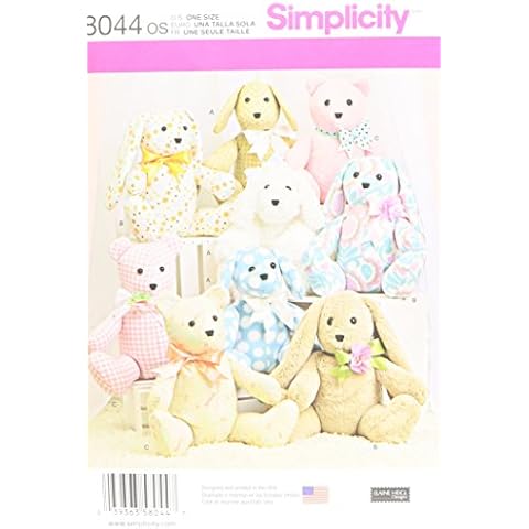 Simplicity Sewing 8044OS Two-Pattern Piece Stuffed Animals, Paper, White, OS (ONE Size) Cover