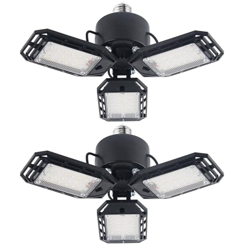 Luces de techo LED para garaje 6500K con rosca E26 E27 y tres paneles regulables 7