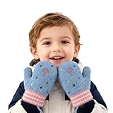 Baby Fäustlinge Handschuhe Winter 0-3 Jahre, Warme Strickhandschuhe mit Fleece-Futter für Kleinkind Jungen und Mädchen, Niedliche Cartoon Bär Winterhandschuhe für kalte Tage (Blau-Punkte)