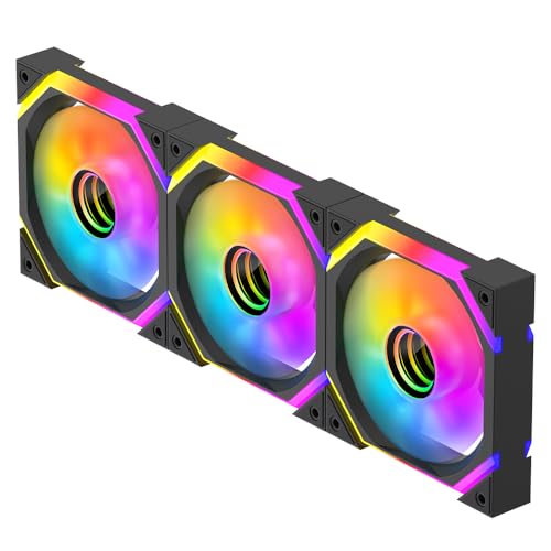 Image of Galaxy SE 120mm ARGB Computer Case Fans,Infinity Mirror RGB Light Effect 5V 3PIN Motherboard Light Sync 800~1600RPM PWM PC Fan Suitable for Computer Case(Triple Pack Black Reverse)