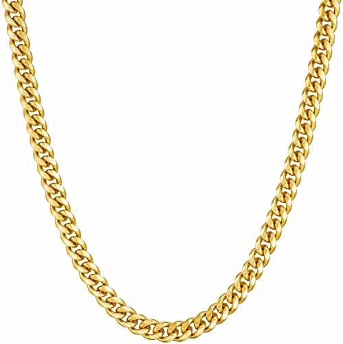 LIFETIME JEWELRY 4.5mm Curb Link Chain Necklace for Women & Men 24k Gold Plated (22.0)