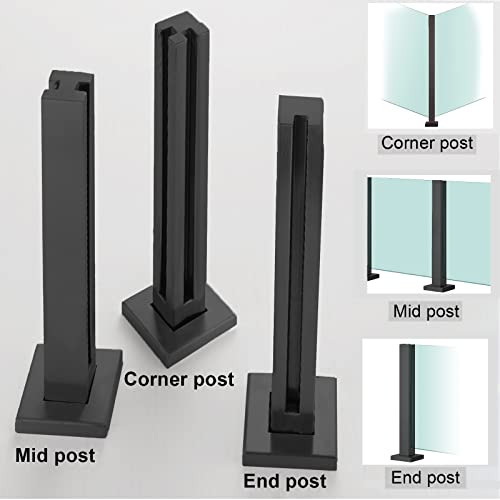 Geländerpfosten Treppenplattform Glasgeländerpfosten, Balustradenende/Mitte/Eckmetallsäule für Glaszaun im Innen- und Außenbereich, Schwarz (Farbe: Eckpfosten, Größe: 105 cm/41,3 Zoll) (Endp – Bild 4
