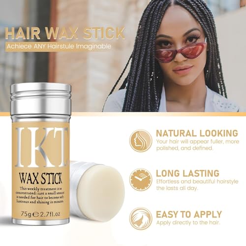 Image of IKT Hair Wax Stick for Women Frizzy & Baby Hair With Teasing Hair Brush 75g