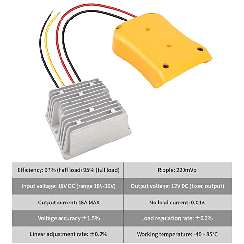 20V To 12V Step Down Power Inverter Aadpter Compatible With Dewalt 20V Batteries, Dc 20 Volt To Dc 12 Volt 15A 180W Dewalt Power Wheel 12V Converter, Buck Boost Voltage Regulator 12V (No Battery) #TOP29