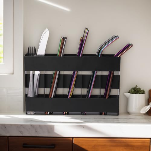 Boîte de rangement pour pailles compacte avec support de porte - 3