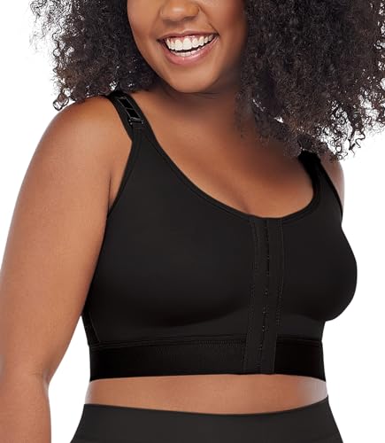 Image of CURVEEZ Post-Surgery Front Closure Wireless Bra, Compression Shapewear Top with Wide Straps for Breast Augmentation Recovery