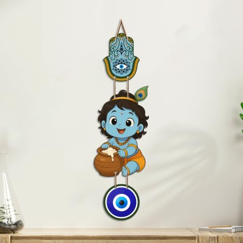 Image of Artvibes Laddu Gopal Evil Eye Wall Decor for Home and Office | Nazar Suraksha Hanging for Entrance Temple Living Room | Spiritual Vastu Good Luck Decorative Gift (WH 8572N)