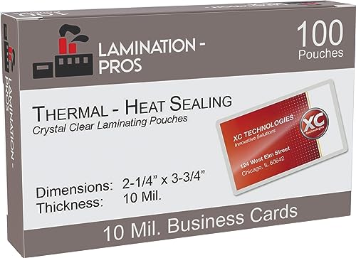 Business Card Laminating Pouches, 10 Mil Business Card Pouches, Heat Sealing Laminating Pouches, Thermal Pouches - 2.25