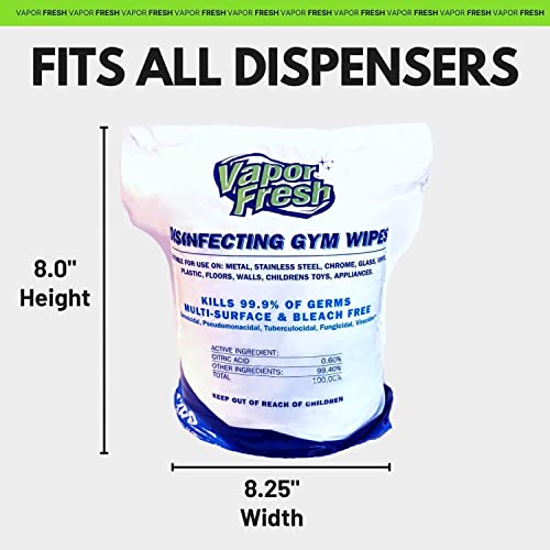 Vapor Fresh Disinfecting Gym Wipes, EPA Registered Plant Based Fitness