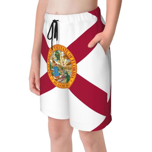 Flag of Florida Youth Beach Pants, Soft and Breathable, with Drawstring Waist, Suitable for Sports and Leisure.4