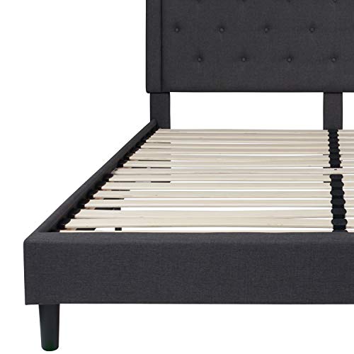 Flash Furniture Roxbury King Size Tufted Upholstered Platform Bed In Dark Gray Fabric #TOP6