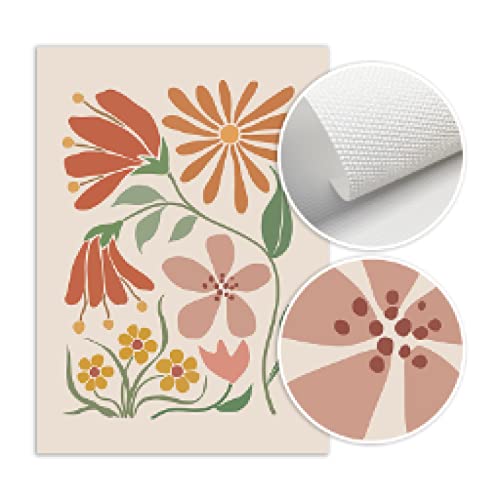 Impression sur toile fleurs rétro abstrait pour tableau mural grand format - 4