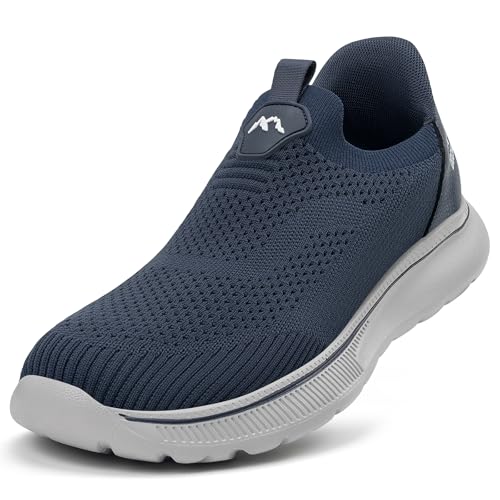 ODCKOI Sneaker Herren Ohne Schnuersenkel Slip-on Schuhe Mesh Atmungsaktiv Leicht Laufschuhe Sportschuhe Bequem Turnschuhe Leichtgewichts Outdoor Joggingschuhe Dunkelblau 43