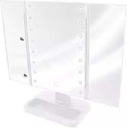 Espelho De Mesa Maquiagem Dobrável 16 Leds Touch 2 E 3 Zoom - Branco