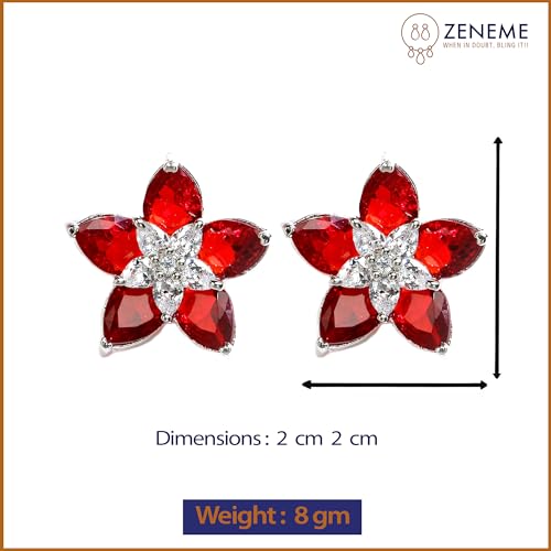 Image of Zeneme Earring Handmade Rhodium Plated Lightweight Pink Star Shaped Studs Earrings Jewellery For Girl And Women