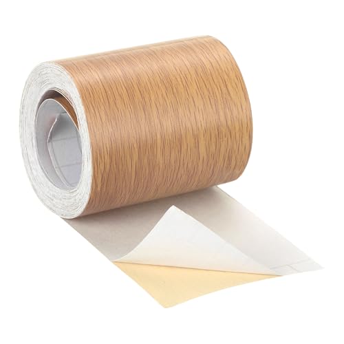 Image of uxcell 1 Roll Wood Grain Tape, 2.36 inch x 26 Ft Realistic Textured Repair Tape Self Adhesive Wood Textured Patch for Floor Wall Door Table Cabinets Desk Furniture Home Decor(Orange)